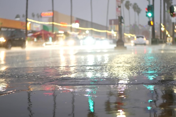 Flooded street from extreme weather